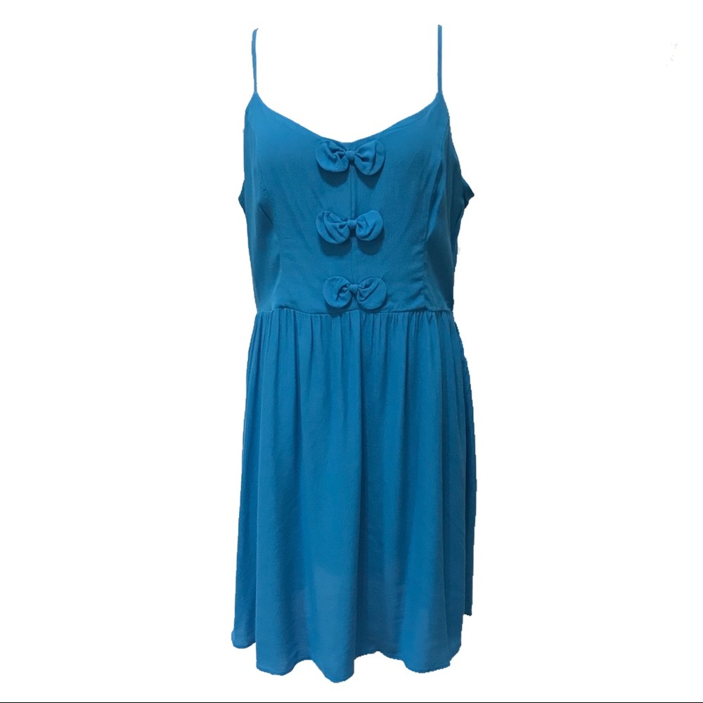 Plus Size 14 Dress Blue Summer Flowy Skirt Lauren Spaghetti Strap